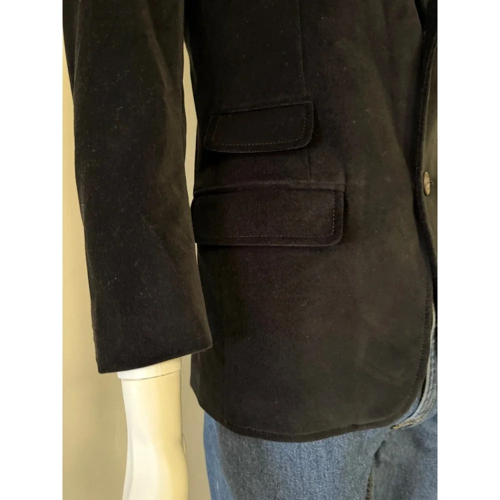 William Rast Mens Black Velvet‎ Blazer Jacket Gold Logo Sleeve Two Button Size S